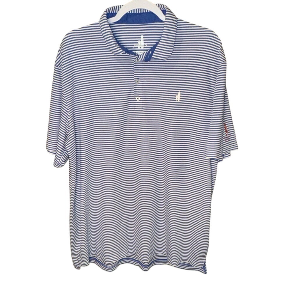 JOHNNIE-O Blue Striped Polo Shirt, Highland, Men's Size XL, GUC